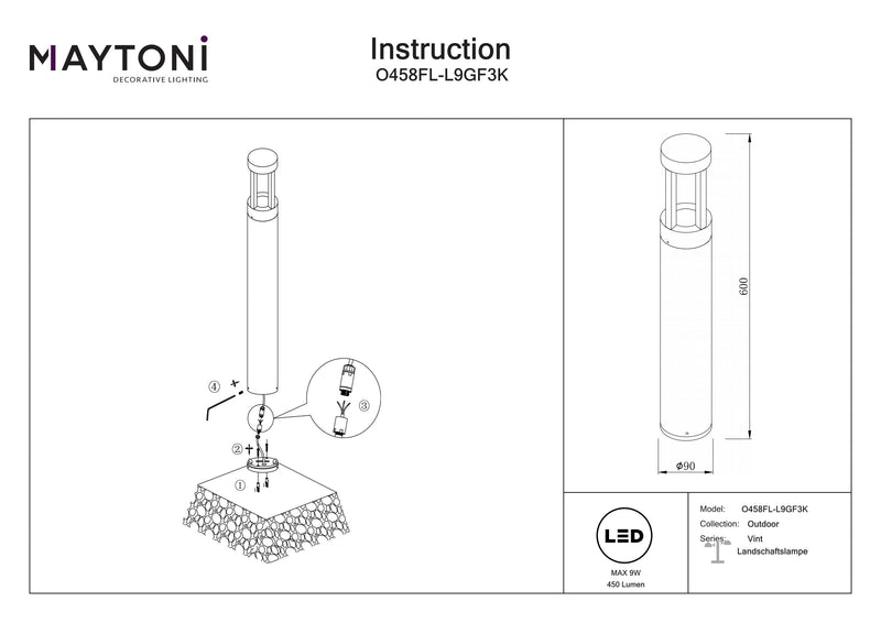 Maytoni Vint 1L, grafiitti LED D 9cm