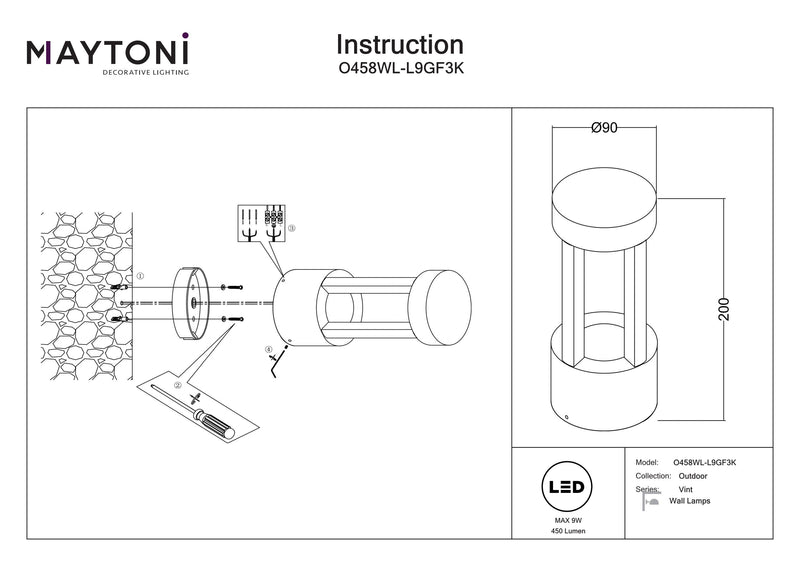 Maytoni Vint 1L, grafito LED D 9cm