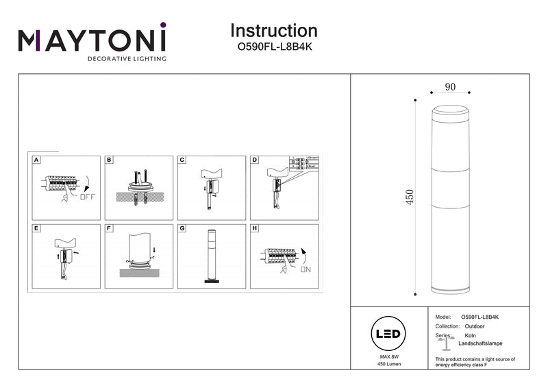 Maytoni Colonia 1L, LED nero D 9cm