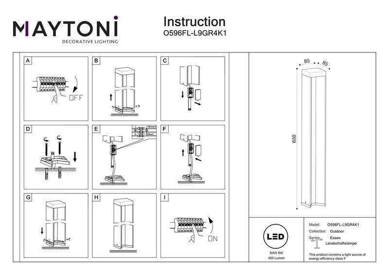 Maytoni Essen 1L, gris LED D 8,5cm