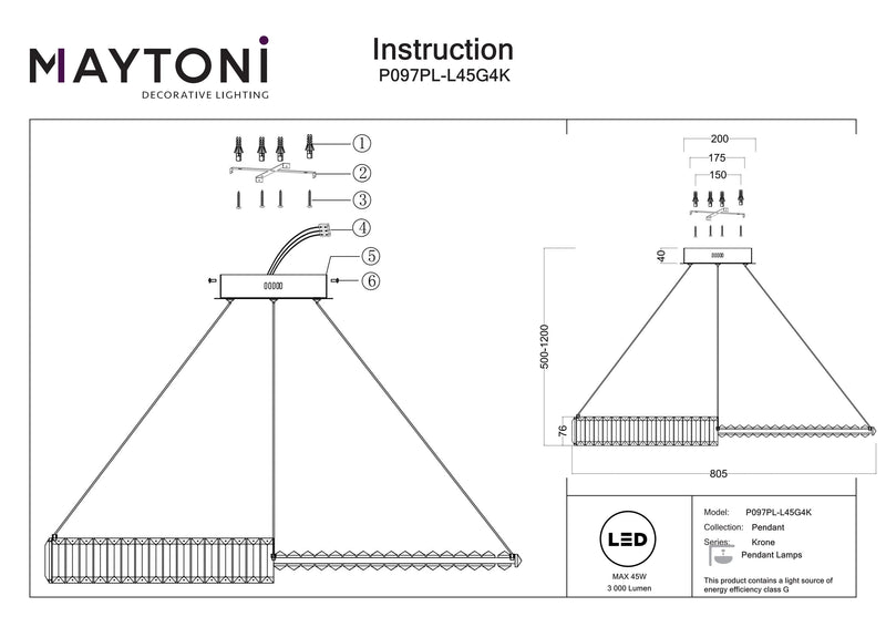 Maytoni Krone 1L hanglamp, goud LED D 80,5cm