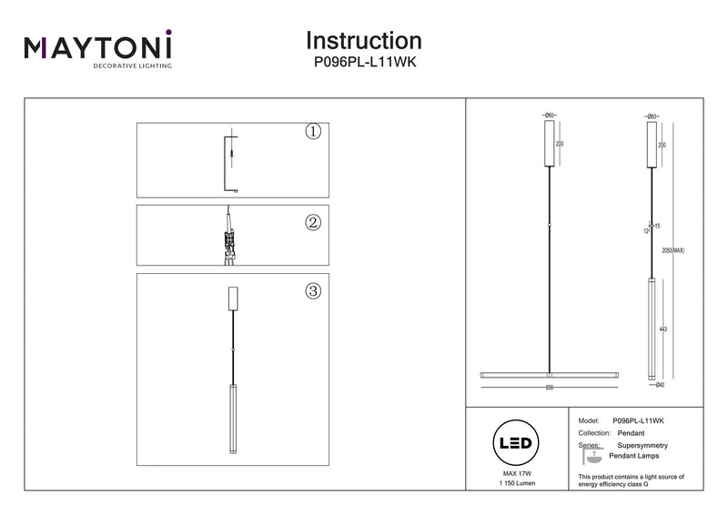 Lampada a sospensione Maytoni Supersymmetry 1L, LED nero D 4cm