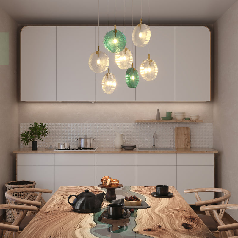 Maytoni Frozen 7L pendant lamp, brass G4 H 321cm