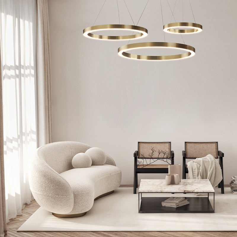 Maytoni Saturno 1L pendant lamp, brass LED D 40cm