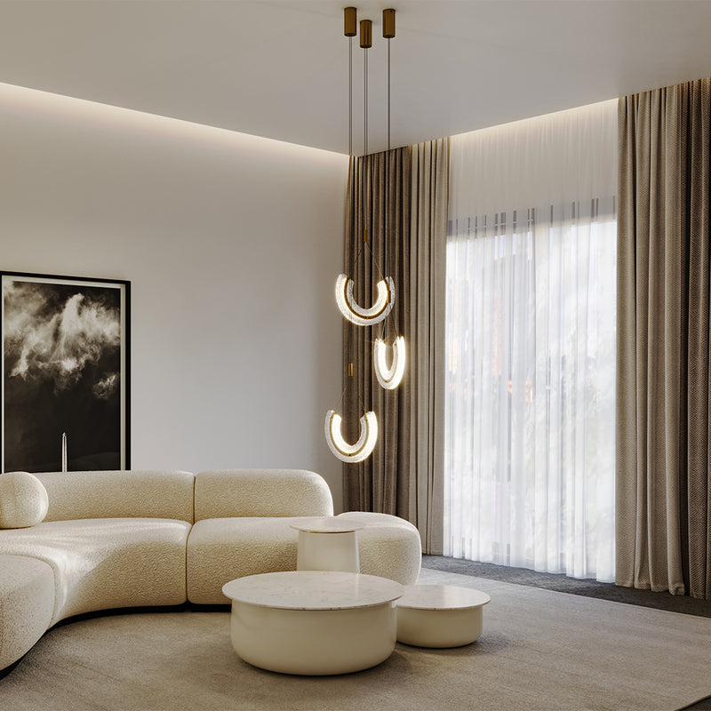 Maytoni Maya 1L pendant lamp, gold LED H 186.5cm