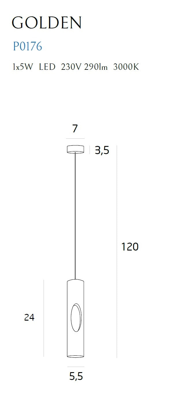 Maxlight Golden 1L hanglamp LED, D 5,5cm