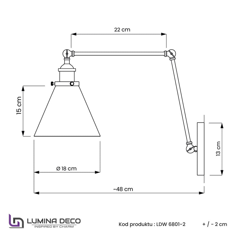 Lumina Deco 2L swing wall lamp E27, W 48cm