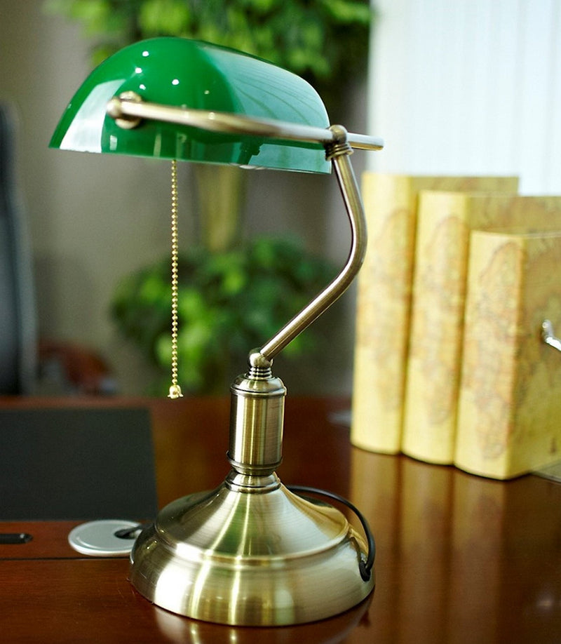 Lumina Deco Banker 1L desk table lamp E27, H 38cm