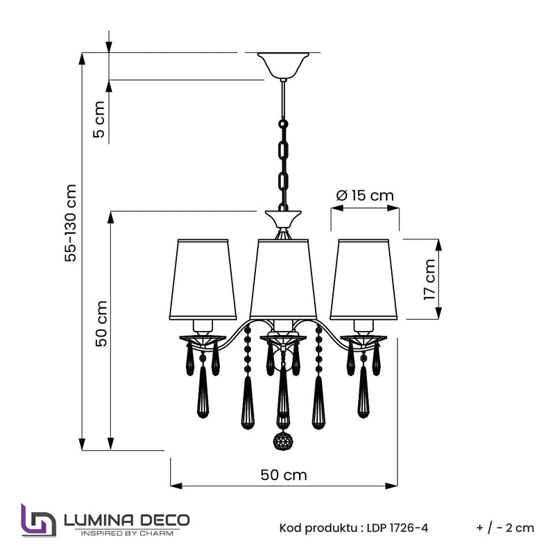 Lumina Deco Alessia 4L chandelier E27, D 50cm