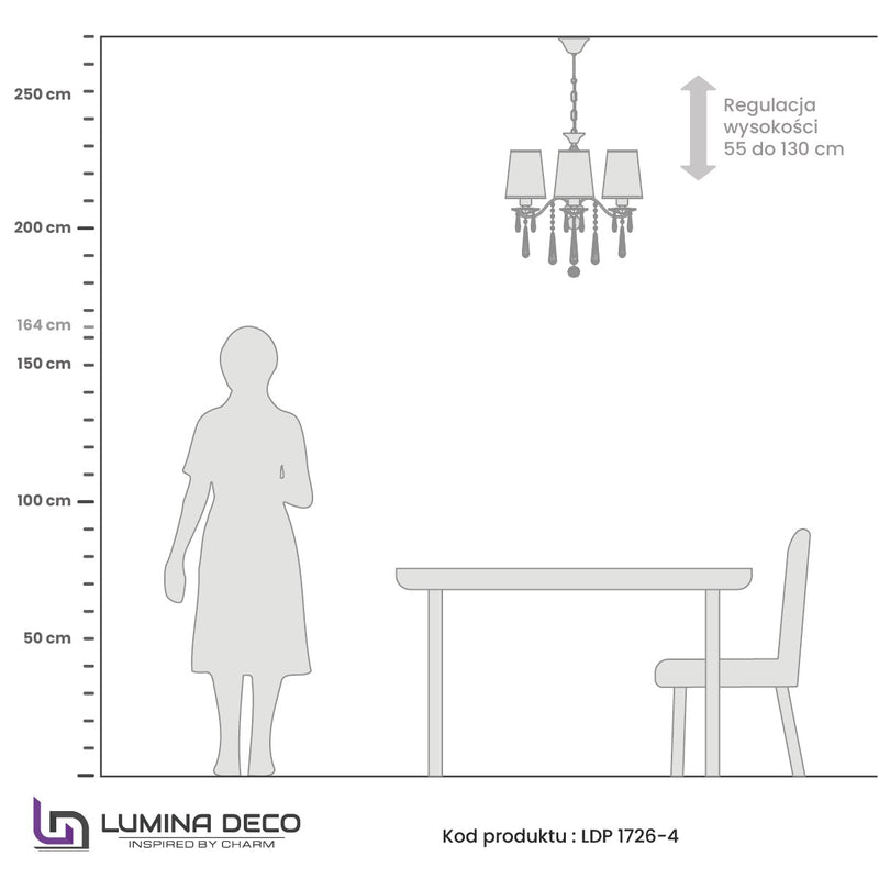 Lumina Deco Alessia 4L chandelier E27, D 50cm