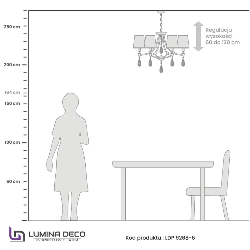 Lumina Deco Domini 6L chandelier E14, D 72cm