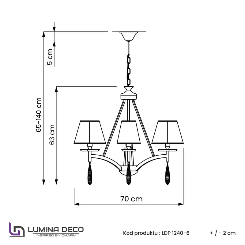 Lumina Deco Valentina 6L chandelier E14, D 70cm