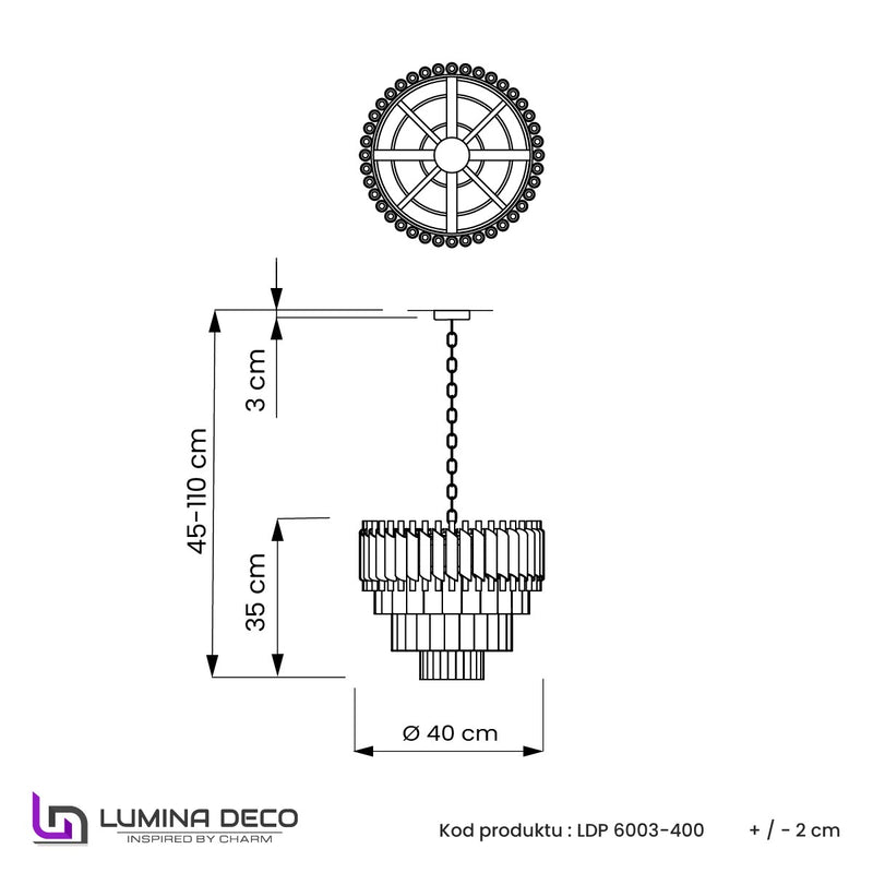 Lumina Deco Mazini 6L chandelier E14, D 40cm