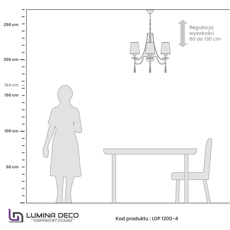 Lumina Deco Fabione 4L chandelier E14, D 58cm