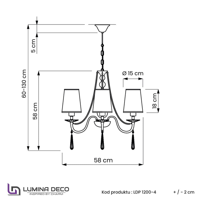 Lumina Deco Fabione 4L chandelier E14, D 58cm