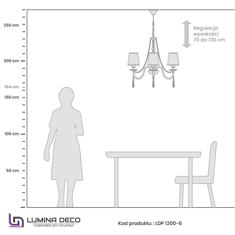 Lumina Deco Fabione 6L chandelier E14, D 70cm