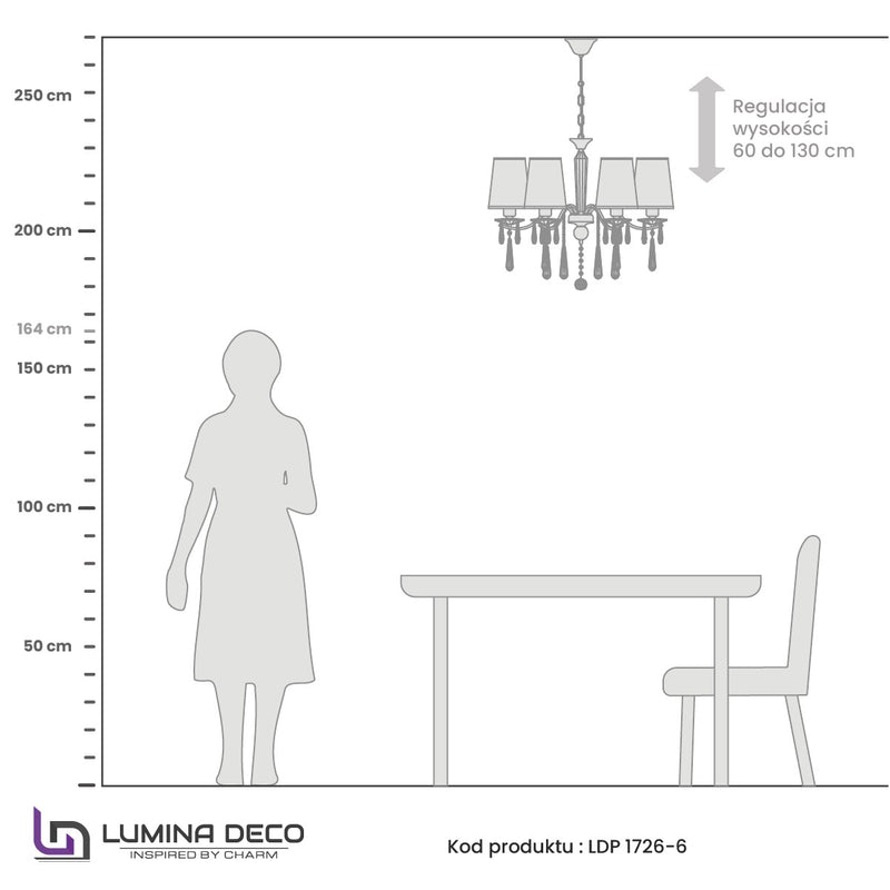 Lumina Deco Alessia 6L chandelier E14, D 66cm