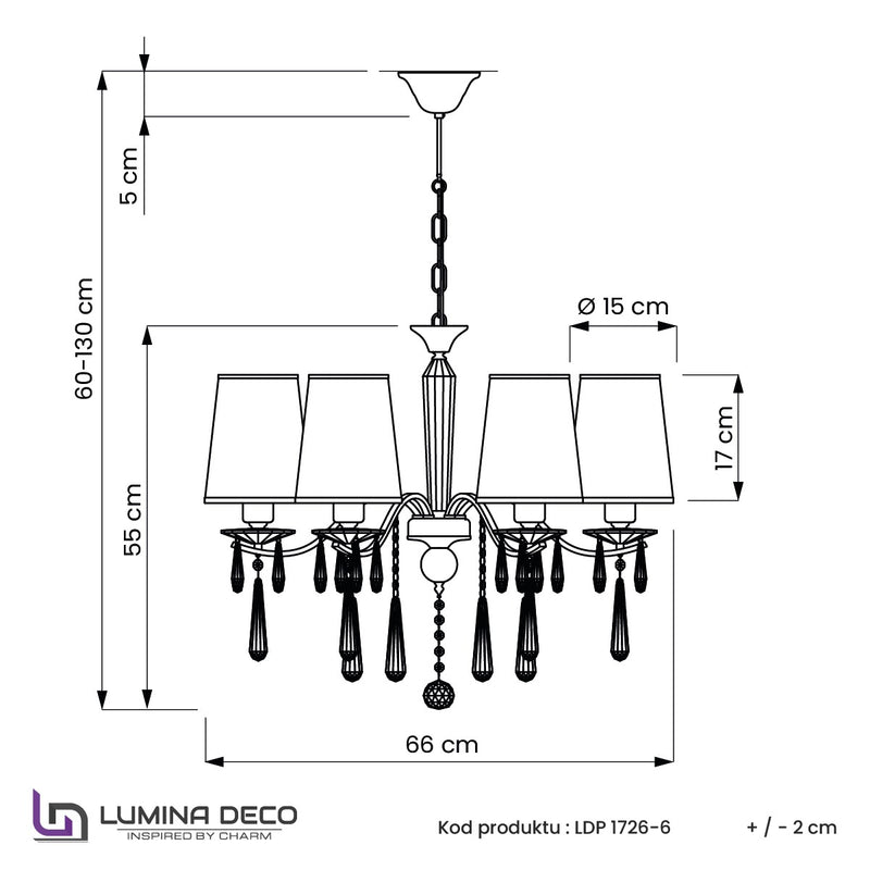 Lumina Deco Alessia 6L chandelier E14, D 66cm