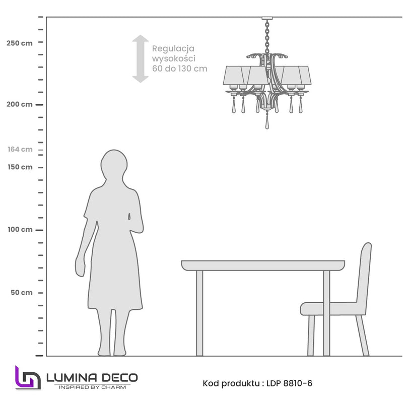 Lumina Deco Venisia 6L chandelier E14, D 68cm