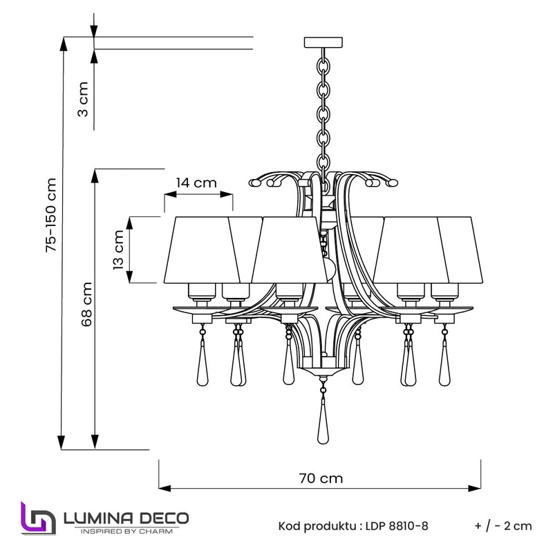 Lumina Deco Venisia 8L chandelier E14, D 70cm