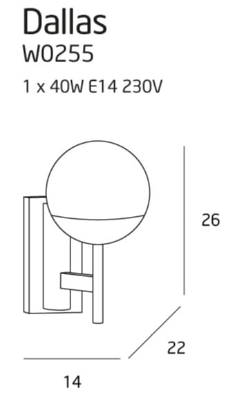 Maxlight Dallas 1L wall sconce lamp black