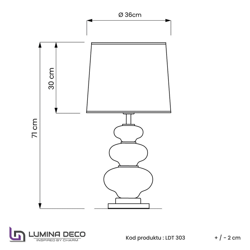 Lumina Deco Briston 1L table lamp E27, D 36cm