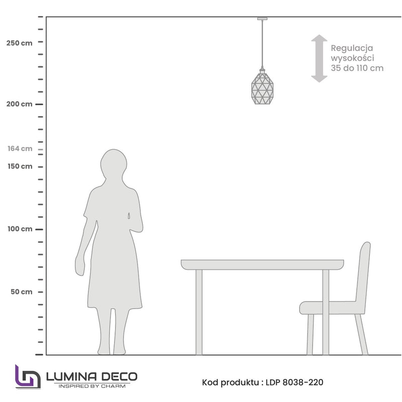 Lumina Deco Pestico 1L pendant ceiling lamp E27, D 22cm