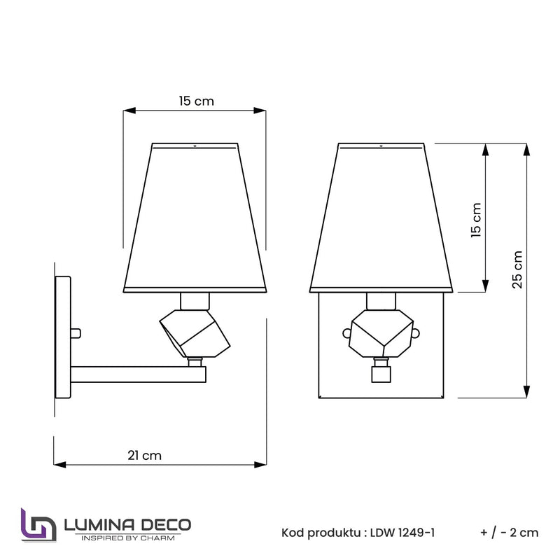 Lumina Deco Montero 1L wall sconce lamp E14, H 25cm