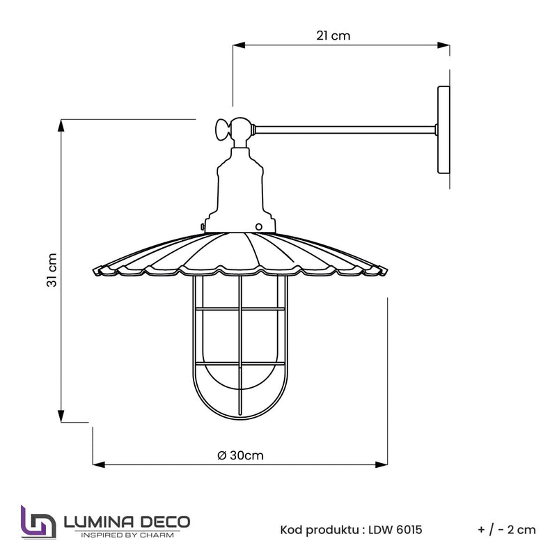 Lumina Deco Lataro 1L wall sconce lamp E27, H 31cm