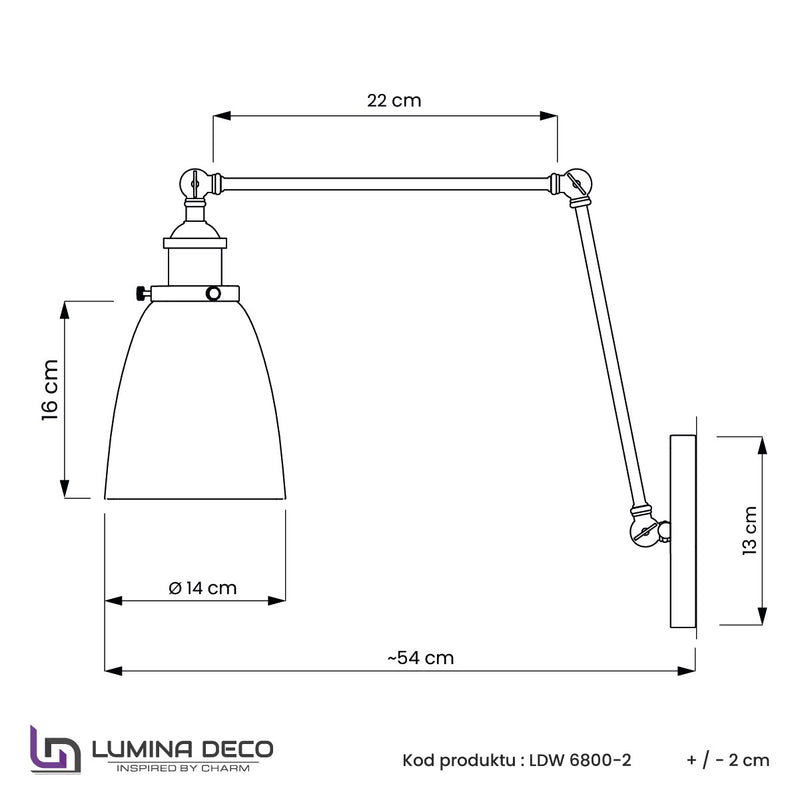 Lumina Deco Fabi 1L swing wall lamp E27, H 25cm