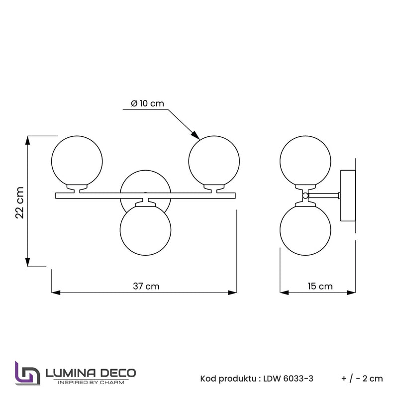 Lumina Deco Marsiada 3L wall sconce lamp G9, H 15cm