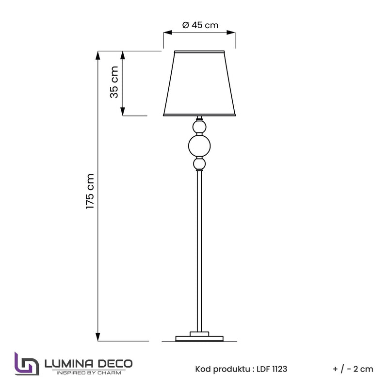 Lumina Deco Muraneo 1L floor lamp E27, H 175cm