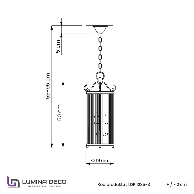 Lumina Deco Boston 3L pendant ceiling lamp E14, D 19cm