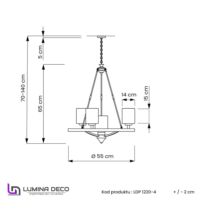 Lumina Deco Santini 4L chandelier E27, D 55cm