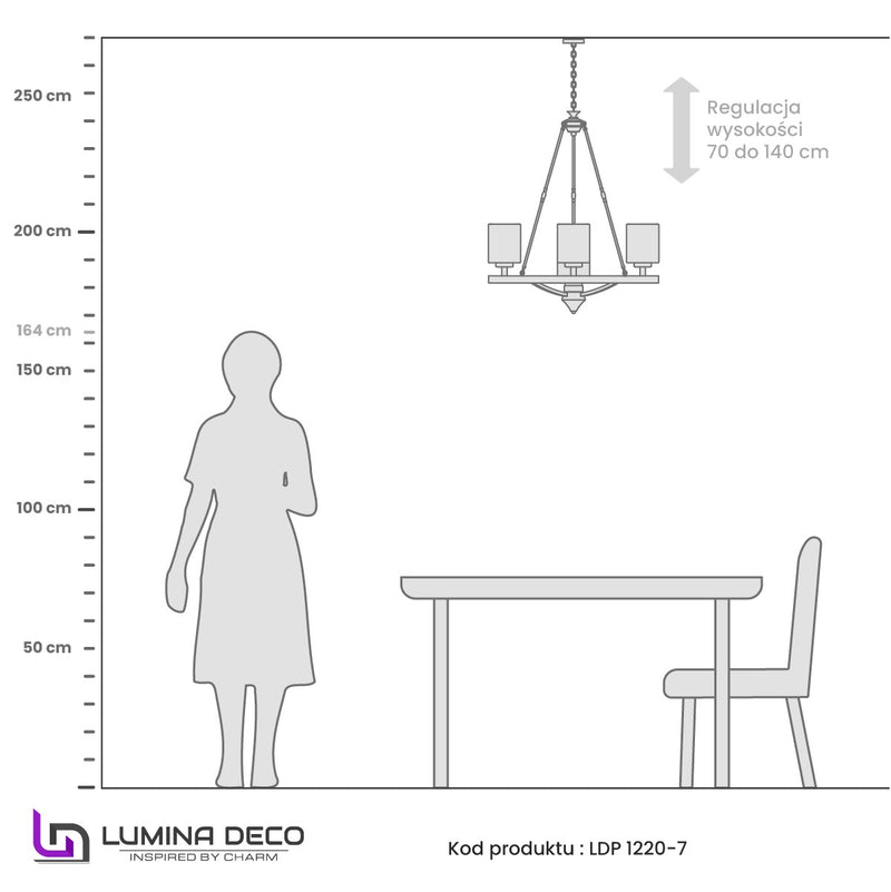 Lumina Deco Santini 7L chandelier E27, D 61cm