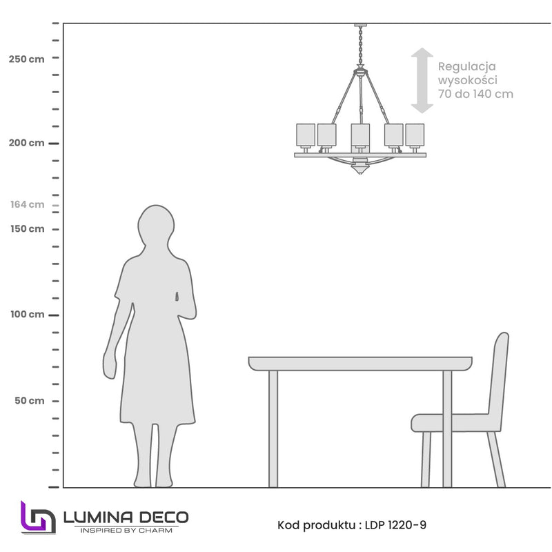 Lumina Deco Santini 9L chandelier E27, D 76cm