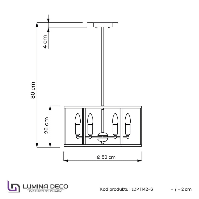 Lumina Deco Lorton 6L pendant ceiling lamp E27, D 50cm