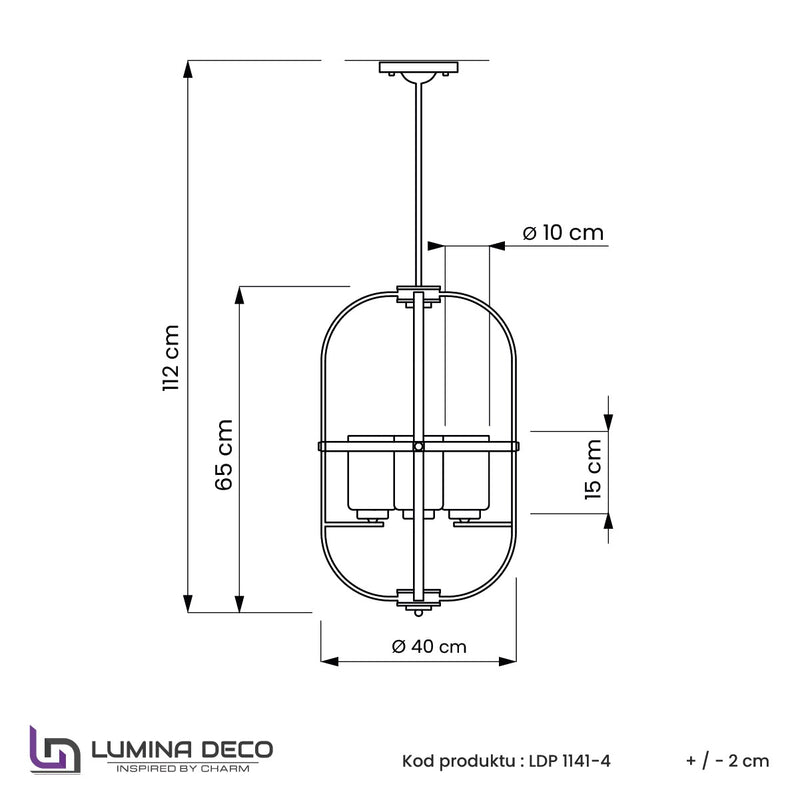 Lumina Deco Monterey 4L pendant ceiling lamp E27, D 40cm