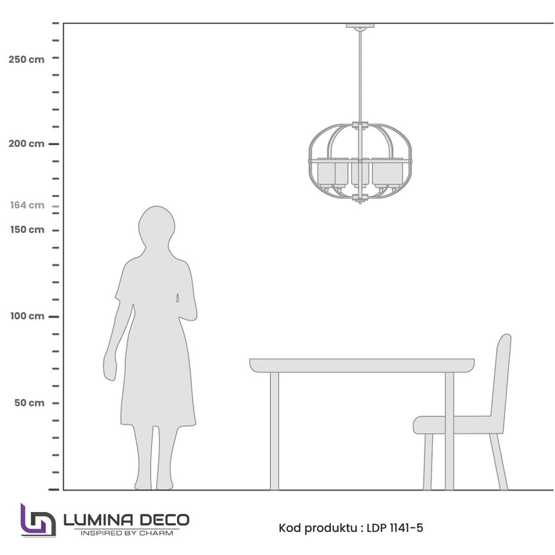 Lumina Deco Monterey 5L pendant ceiling lamp E27, D 60cm