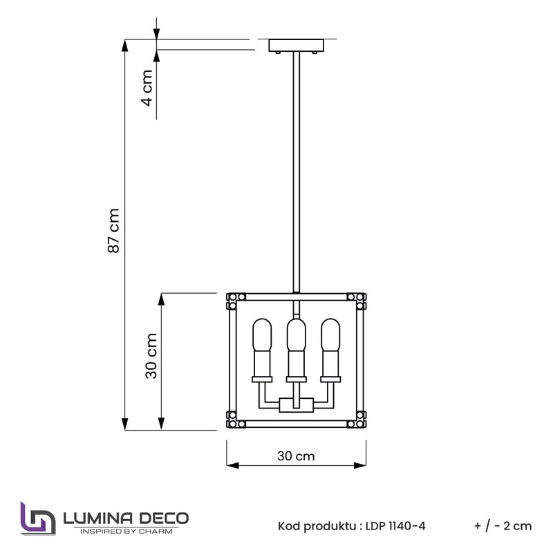 Lumina Deco Waldorf 4L pendant ceiling lamp E27, H 30cm