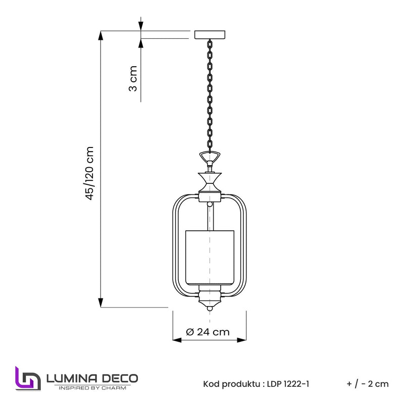 Lumina Deco Atlanta 1L pendant ceiling lamp E27, D 24cm