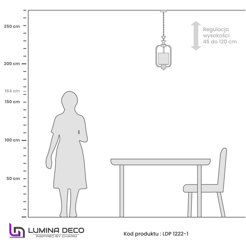 Lumina Deco Atlanta 1L pendant ceiling lamp E27, D 24cm