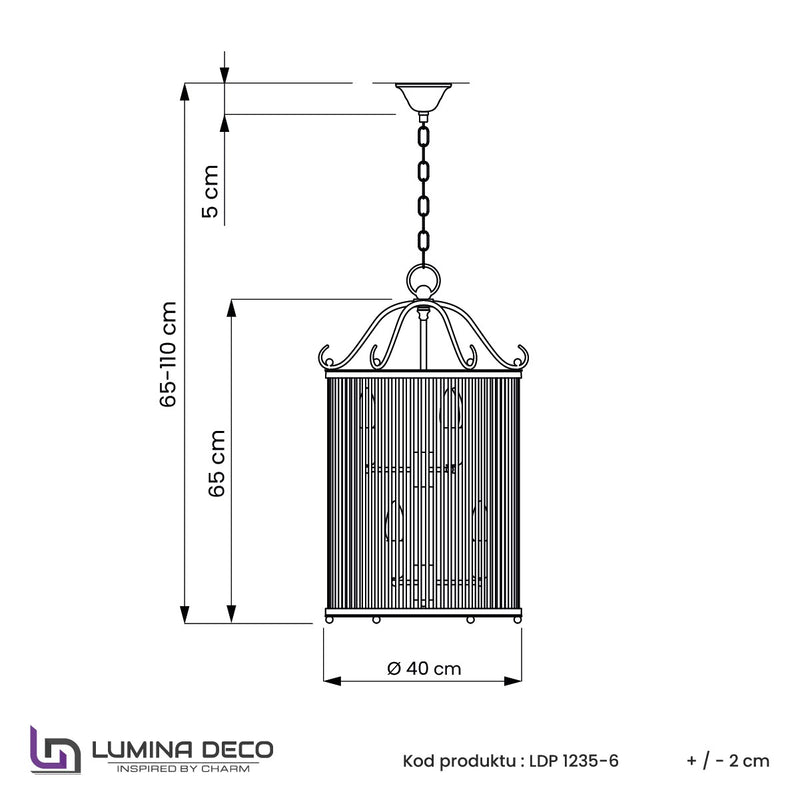 Lumina Deco Boston 6L pendant ceiling lamp E14, D 36cm