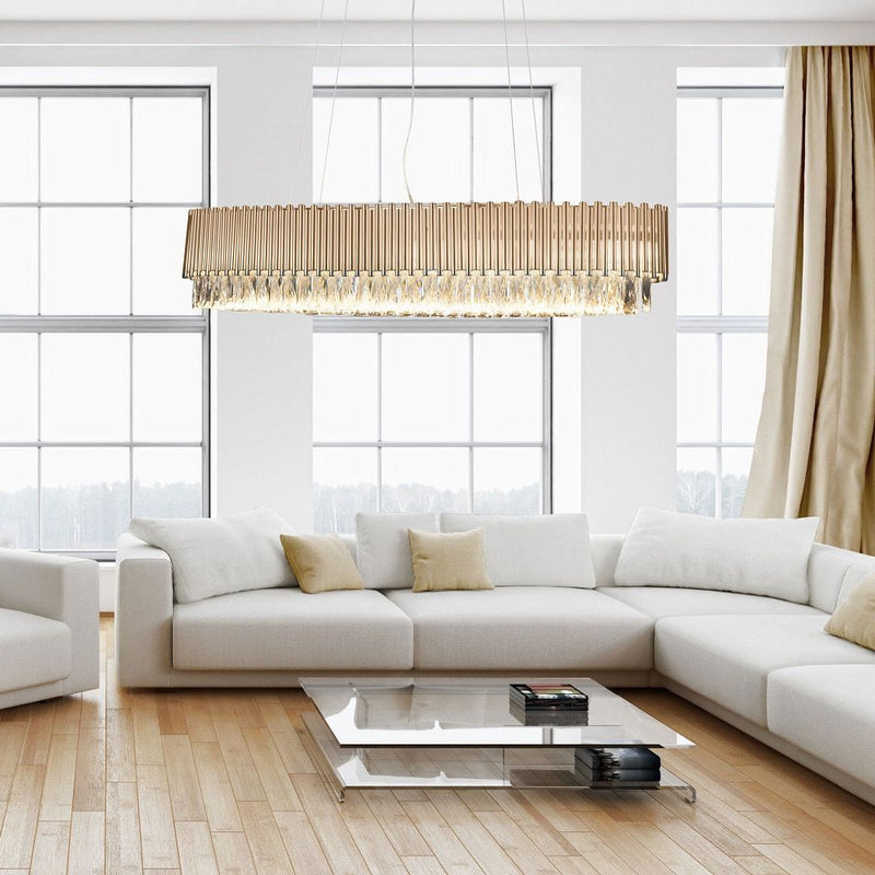 Maxlight Passion 12L linear suspension ceiling lamp gold D 30cm