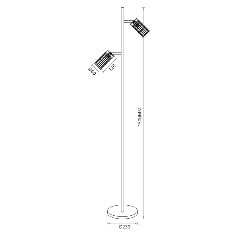Milagro Vertical 2L floor lamp GU10 H 150cm
