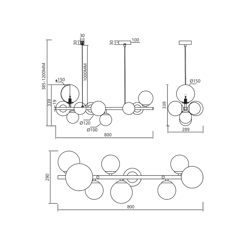 Milagro Nice 10L pendant lamp G9