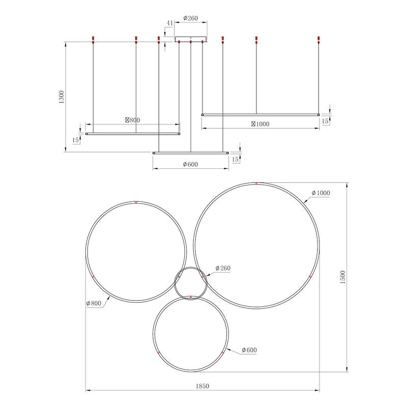 Milagro Saturn 3L pendant lamp LED