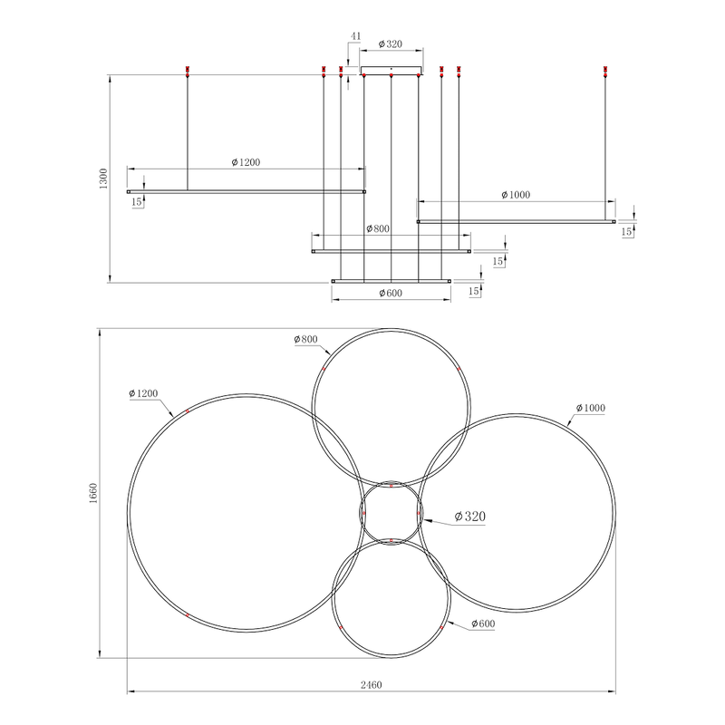 Milagro Saturn 4L pendant lamp LED