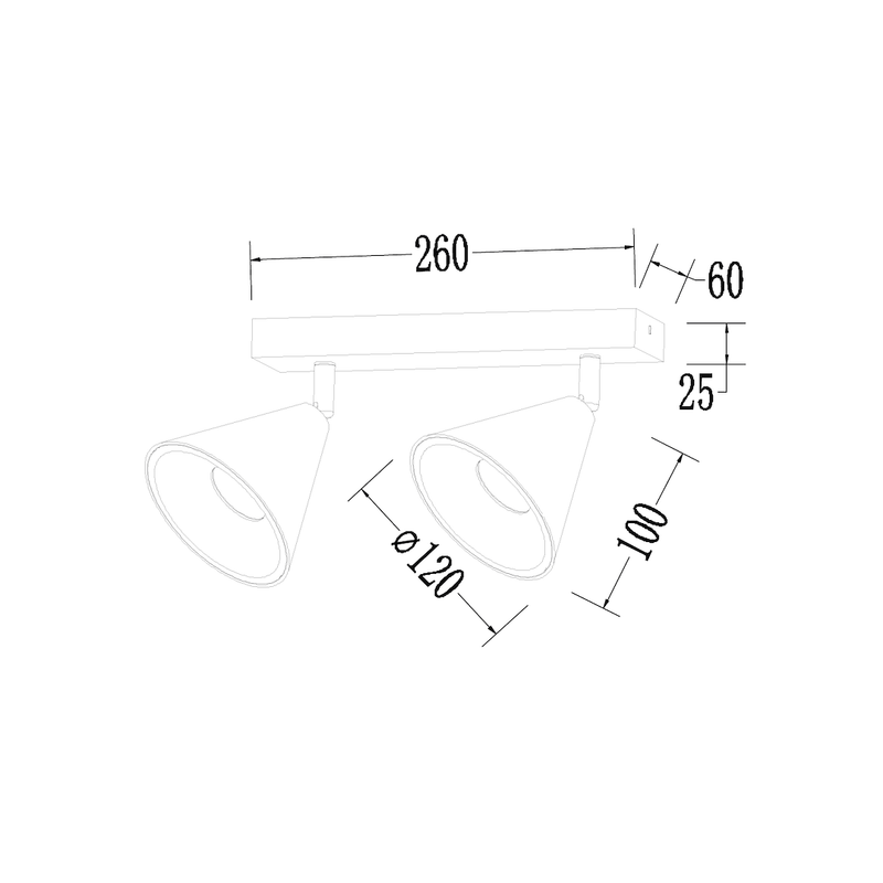 Milagro Cone 2L monorail lamp GU10 H 16.5cm