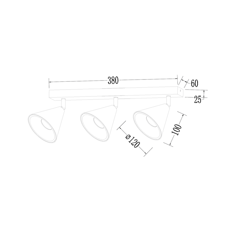 Milagro Cone 3L monorail lamp GU10 H 16.5cm
